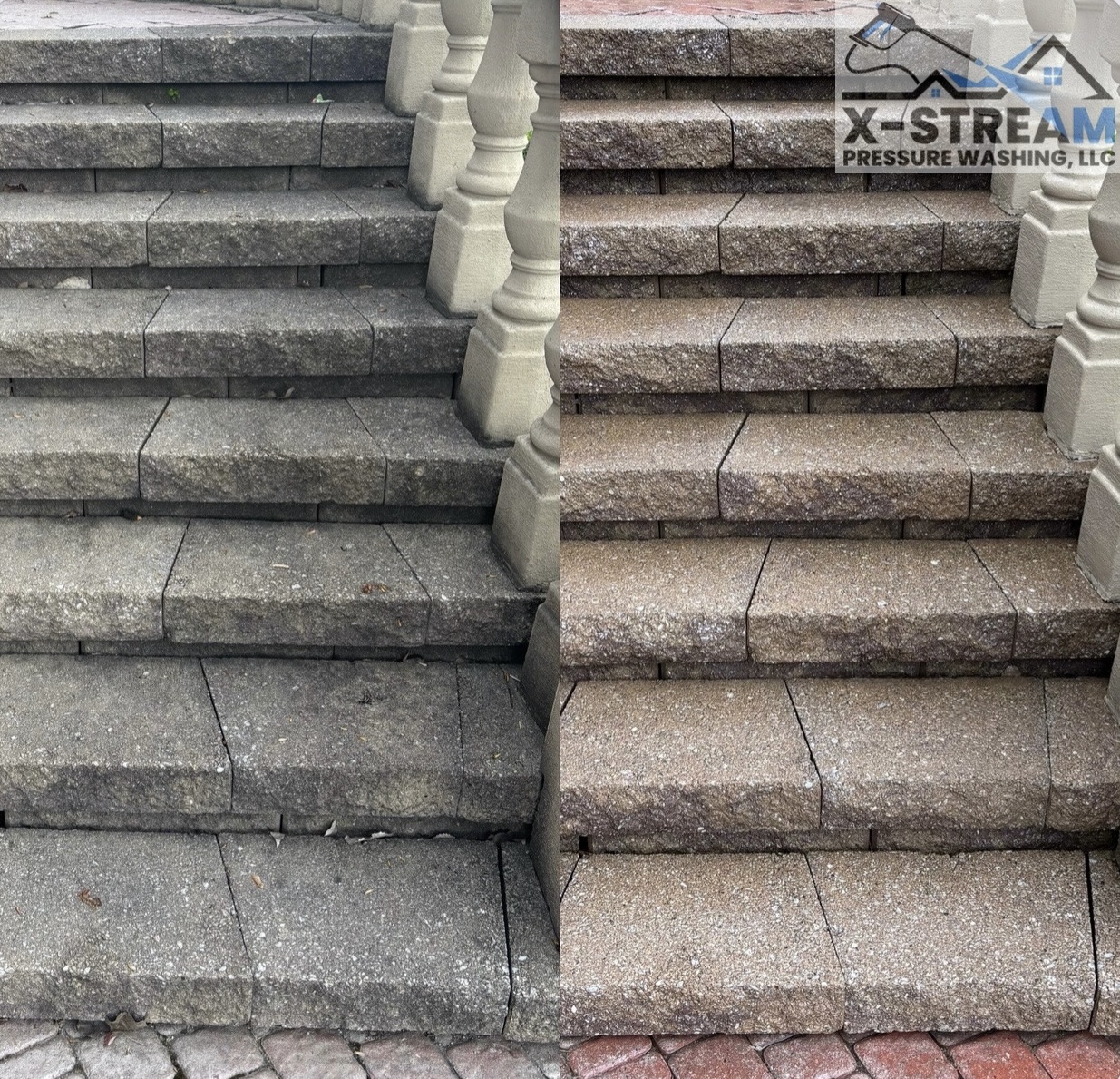 Brick Retaining Wall Steps Pressure Washing in Shelby Township, MI