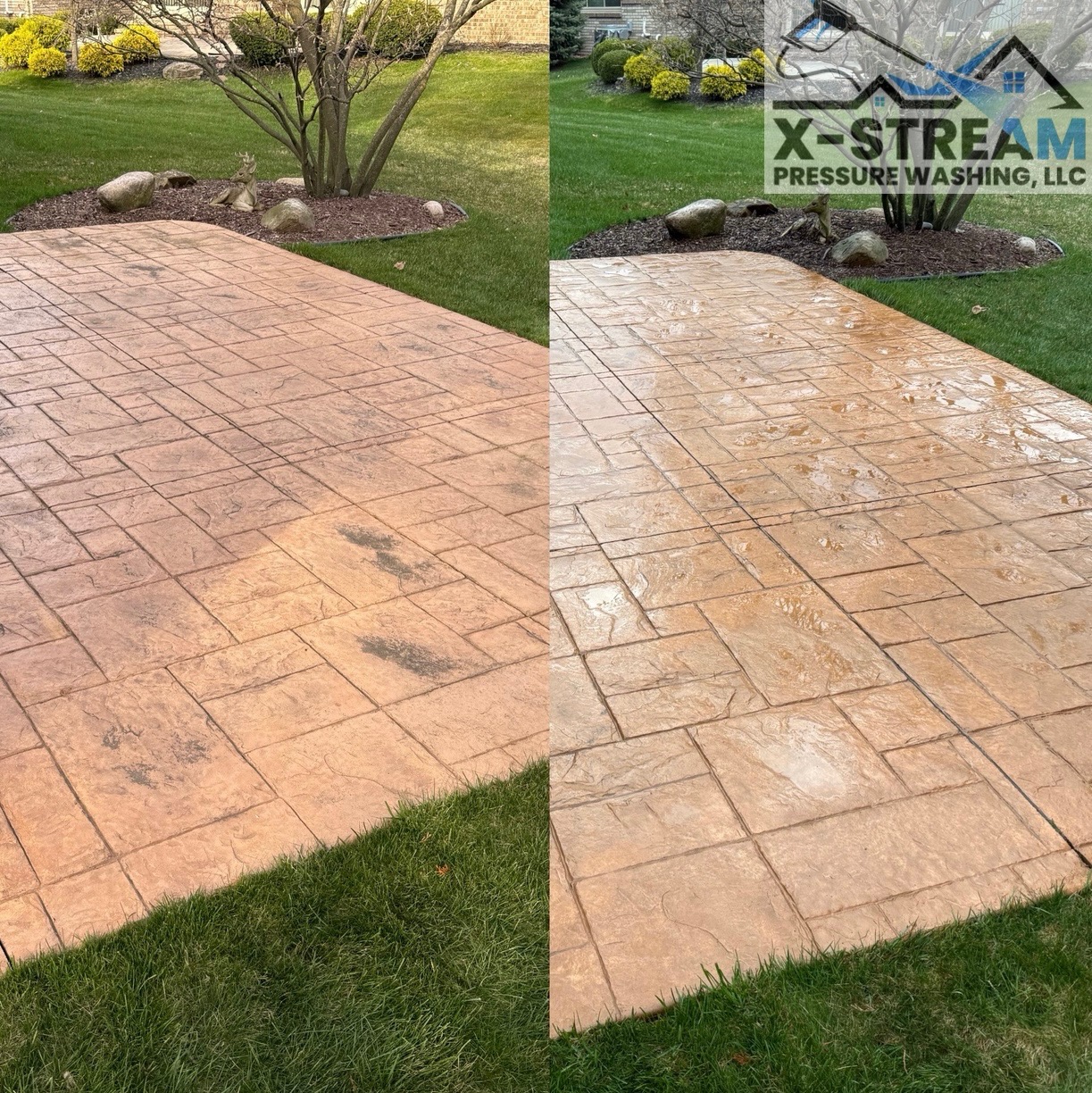 Stamped Concrete Patio Pressure Washing in Macomb Township, MI
