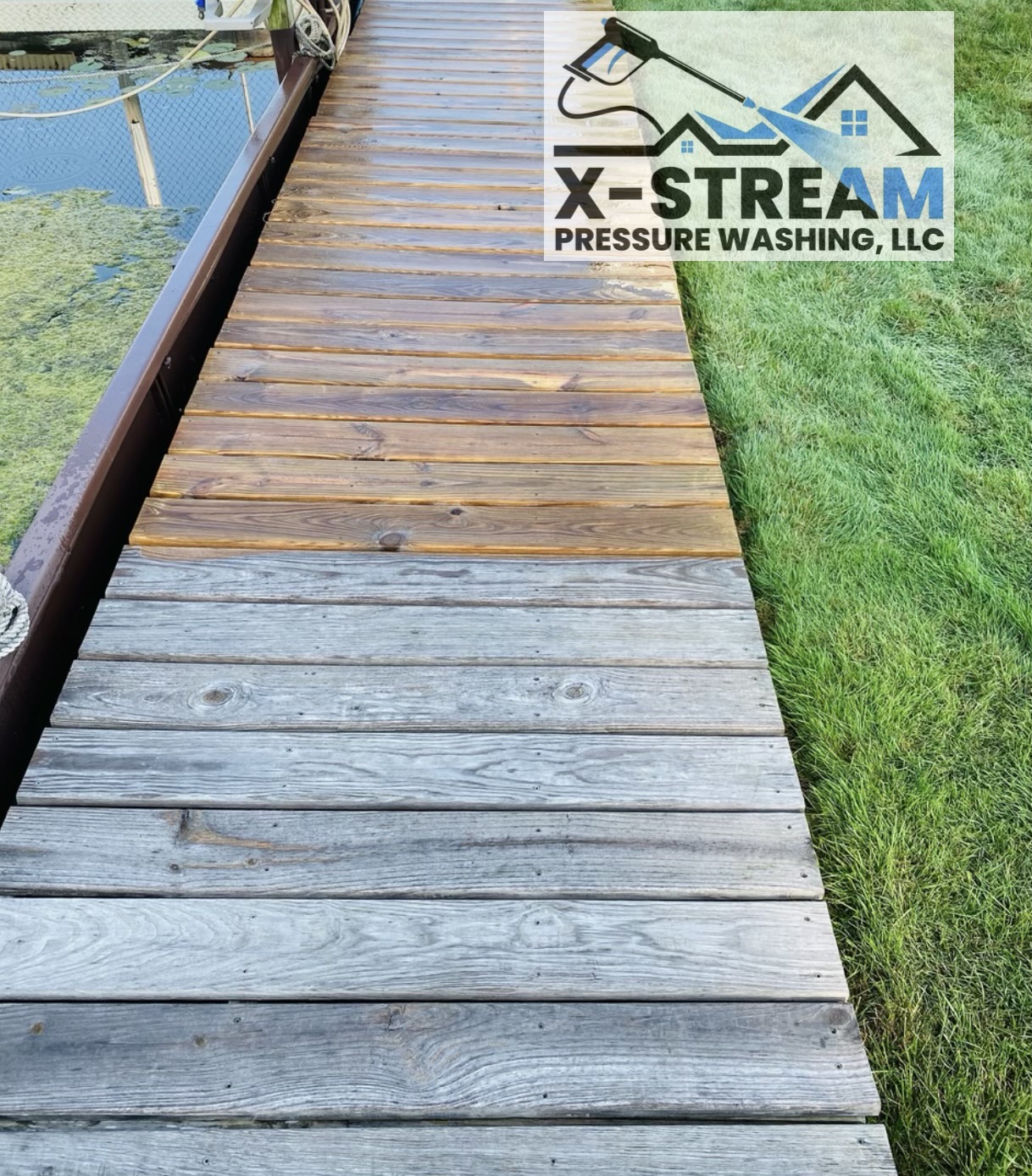 Wooden Boat Dock Pressure Washing in Harrison Twp, MI